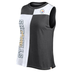 Pittsburgh Steelers FanaticsWomen's Script Color Block Tank Top - Black/White - Fanatics