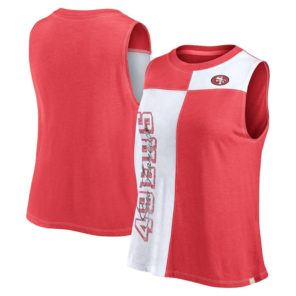 San Francisco 49ers Women's Script Color Block Tank Top - Scarlet/White - Fanatics