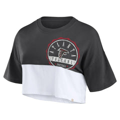 Atlanta Falcons Women's Boxy Color Split Cropped T-Shirt - Black/White - Fanatics