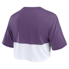 Baltimore Ravens Women's Boxy Color Split Cropped T-Shirt - Purple/White - Fanatics