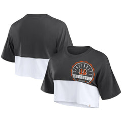 Cincinnati Bengals Women's Boxy Color Split Cropped T-Shirt - Black/White - Fanatics
