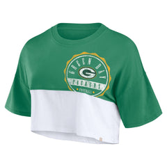 Green Bay Packers Women's Boxy Color Split Cropped T-Shirt - Green/White - Fanatics