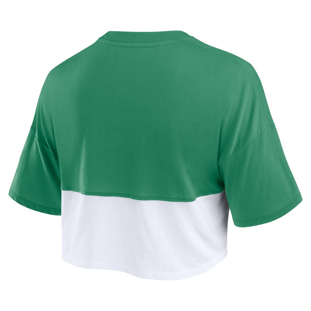 Green Bay Packers Women's Boxy Color Split Cropped T-Shirt - Green/White - Fanatics