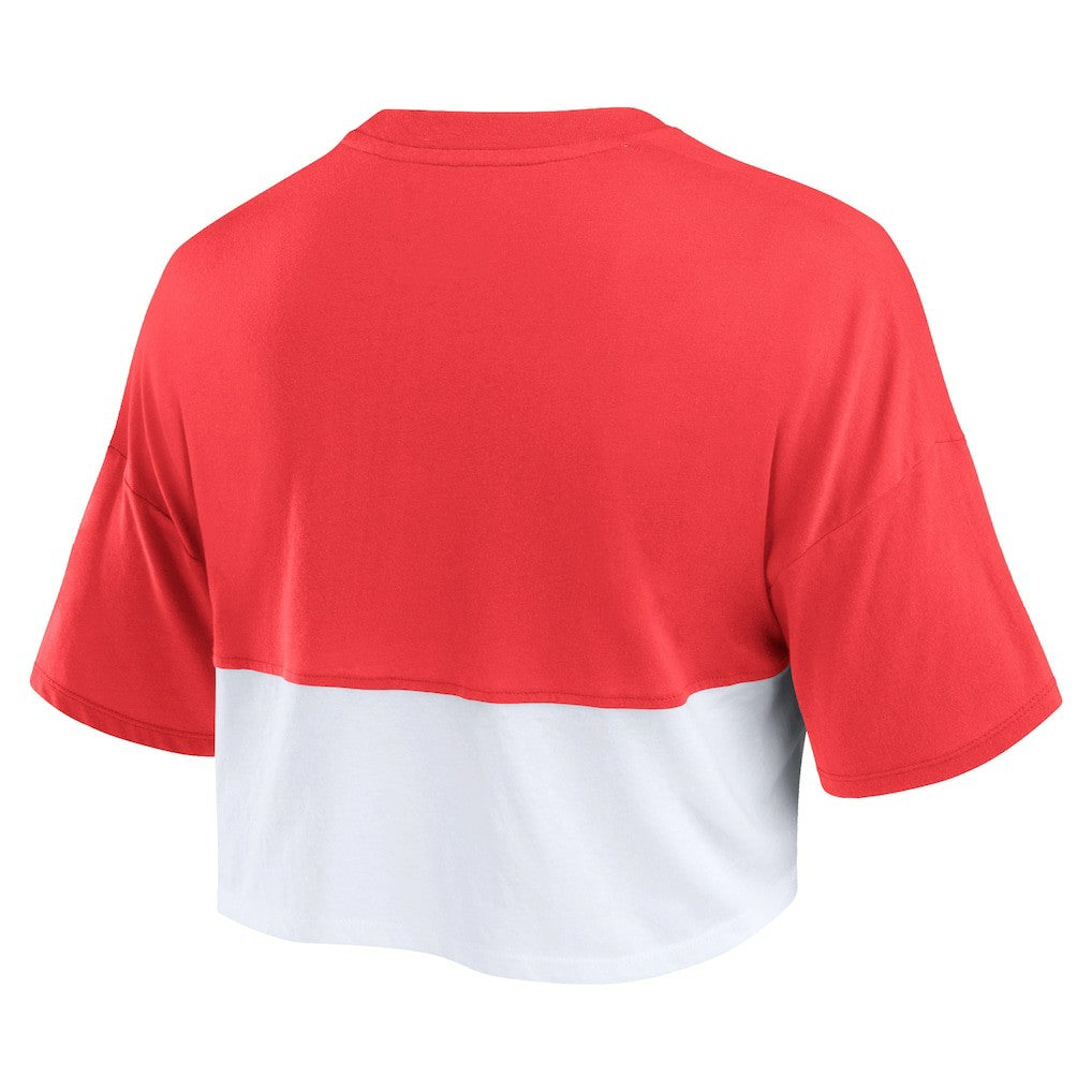 Kansas City Chiefs Women's Boxy Color Split Cropped T-Shirt - Red/White - Fanatics