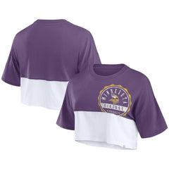 Minnesota Vikings Women's Boxy Color Split Cropped T-Shirt - Purple/White - Fanatics