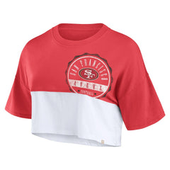 San Francisco 49ers Women's Boxy Color Split Cropped T-Shirt - Scarlet/White - Fanatics