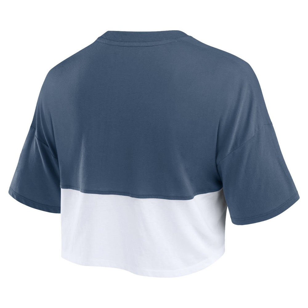 Seattle Seahawks Women's Boxy Color Split Cropped T-Shirt - College Navy/White - Fanatics