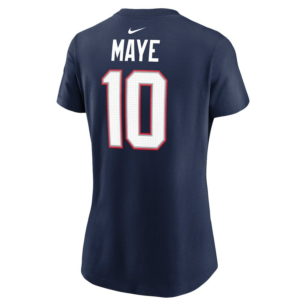 Drake Maye New England Patriots Women's Super Bowl LX Patch Name & Number T-Shirt - Navy - Nike