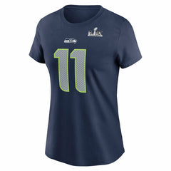 Jaxon Smith-Njigba Seattle Seahawks Women's Super Bowl LX Patch Name & Number T-Shirt - College Navy - Nike