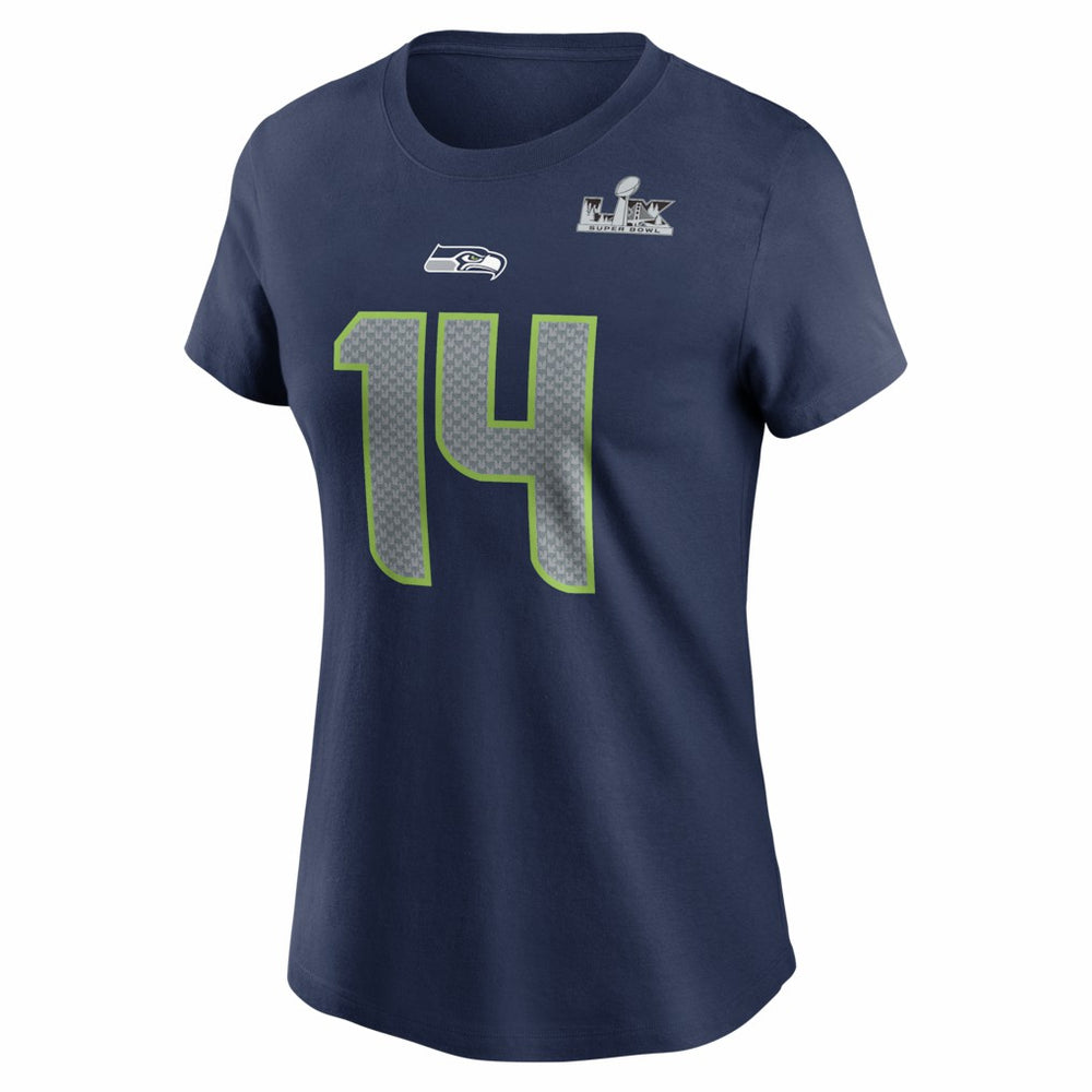 Sam Darnold Seattle Seahawks Women's Super Bowl LX Patch Name & Number T-Shirt - College Navy - Nike