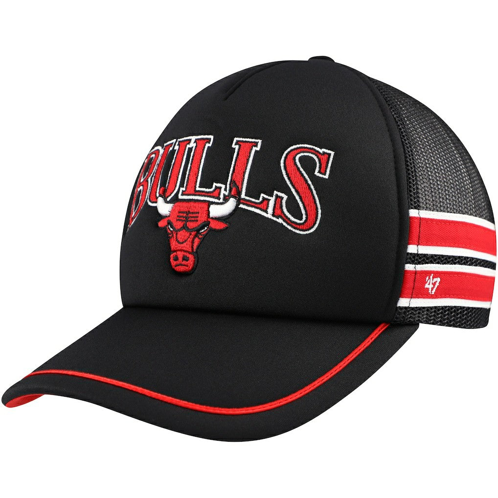 47 brand Chicago Bulls '47 Sidebrand Stripes Trucker Adjustable Hat Black