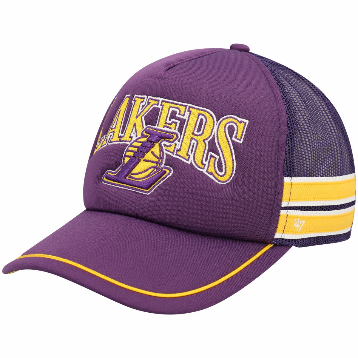 47 brand Los Angeles Lakers '47 Sidebrand Stripes Trucker Adjustable Hat Purple