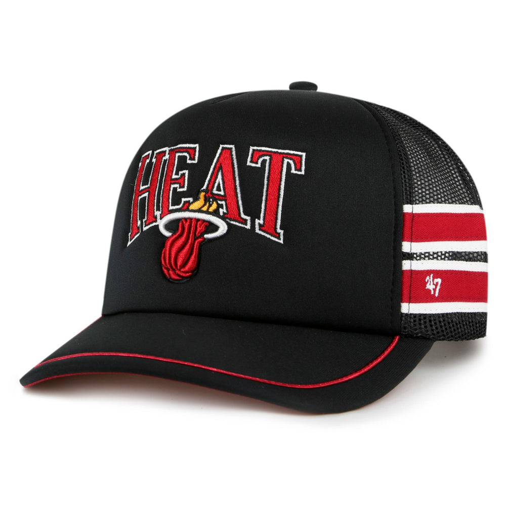 47 brand Miami Heat '47 Sidebrand Stripes Trucker Adjustable Hat Black