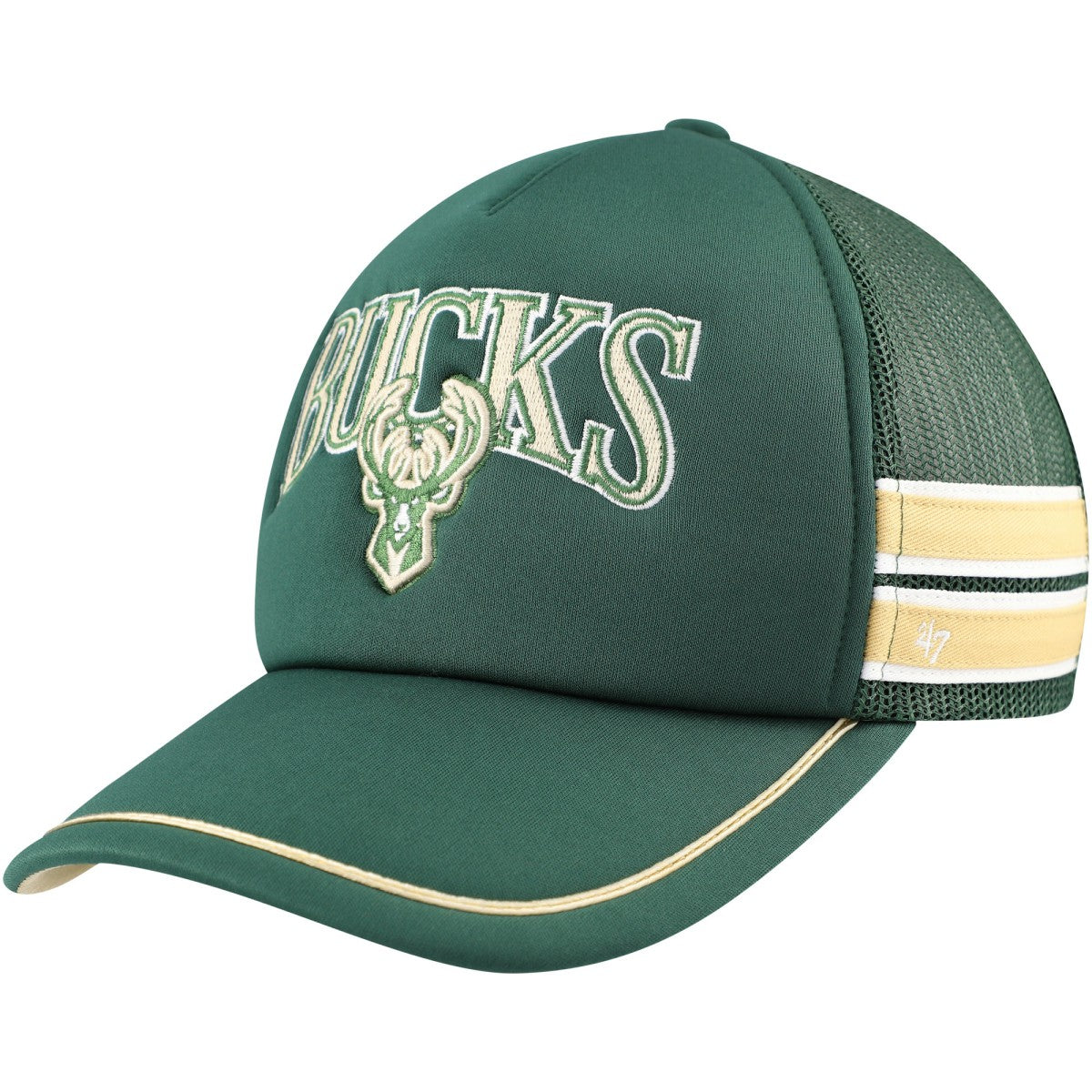 47 brand Milwaukee Bucks '47 Sidebrand Stripes Trucker Adjustable Hat Hunter Green