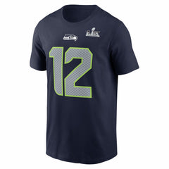 12s Seattle Seahawks Super Bowl LX Patch Name & Number T-Shirt - College Navy - Nike