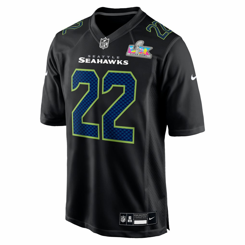 Rashid Shaheed Seattle Seahawks Super Bowl LX Patch Carbon Fashion Game Jersey - Black - Nike