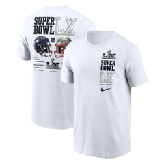 New England Patriots vs. Seattle Seahawks Super Bowl LX Dueling T-Shirt - White - Nike