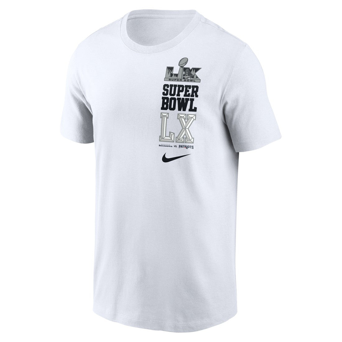New England Patriots vs. Seattle Seahawks Super Bowl LX Dueling T-Shirt - White - Nike