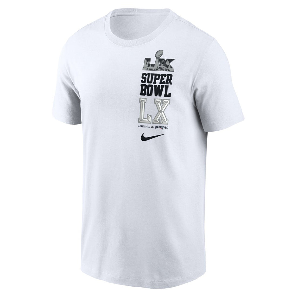 New England Patriots vs. Seattle Seahawks Super Bowl LX Dueling T-Shirt - White - Nike