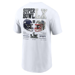 New England Patriots vs. Seattle Seahawks Super Bowl LX Dueling T-Shirt - White - Nike