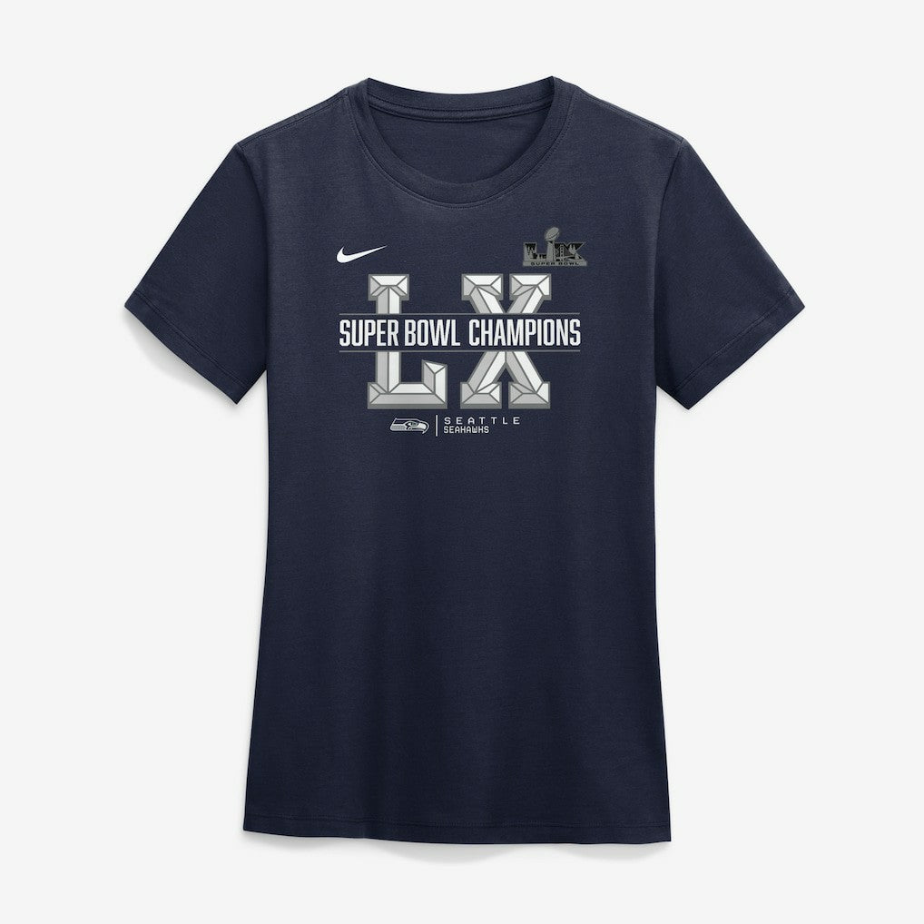 Seattle Seahawks Women's Super Bowl LX Champions Sacrifice T-Shirt - College Navy - Nike