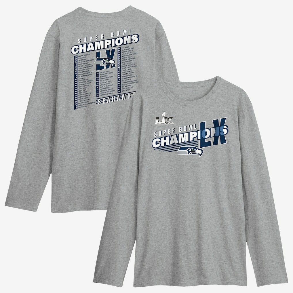 Seattle Seahawks Super Bowl LX Champions Best Teammates Roster Long Sleeve T-Shirt - Steel - Fanatics