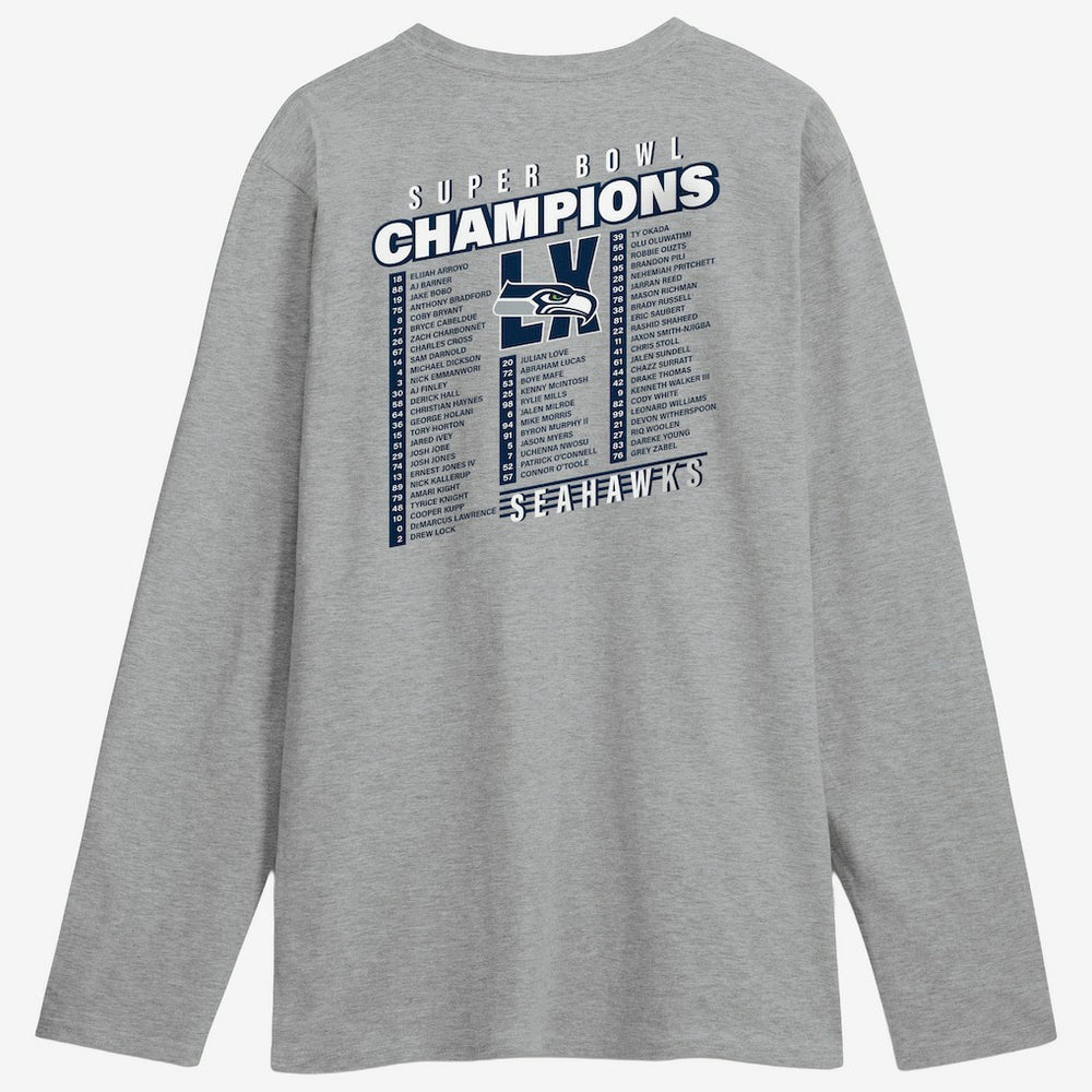 Seattle Seahawks Super Bowl LX Champions Best Teammates Roster Long Sleeve T-Shirt - Steel - Fanatics