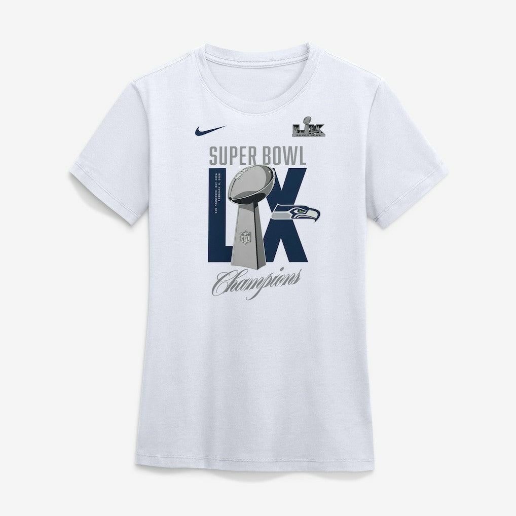 Seattle Seahawks Women's Super Bowl LX Champions Lombardi Trophy T-Shirt - White - Nike