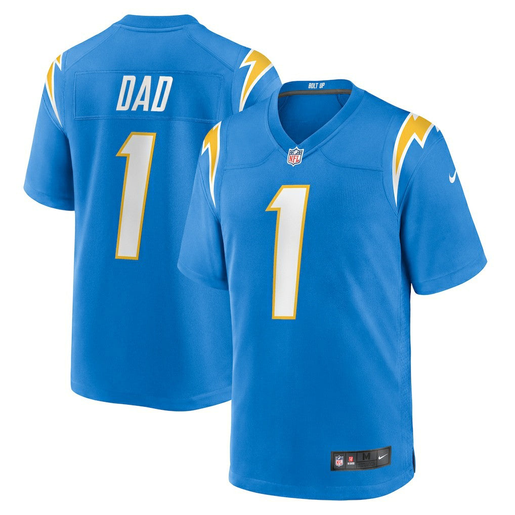 Number 1 Dad Los Angeles Chargers Game Jersey - Powder Blue - Nike