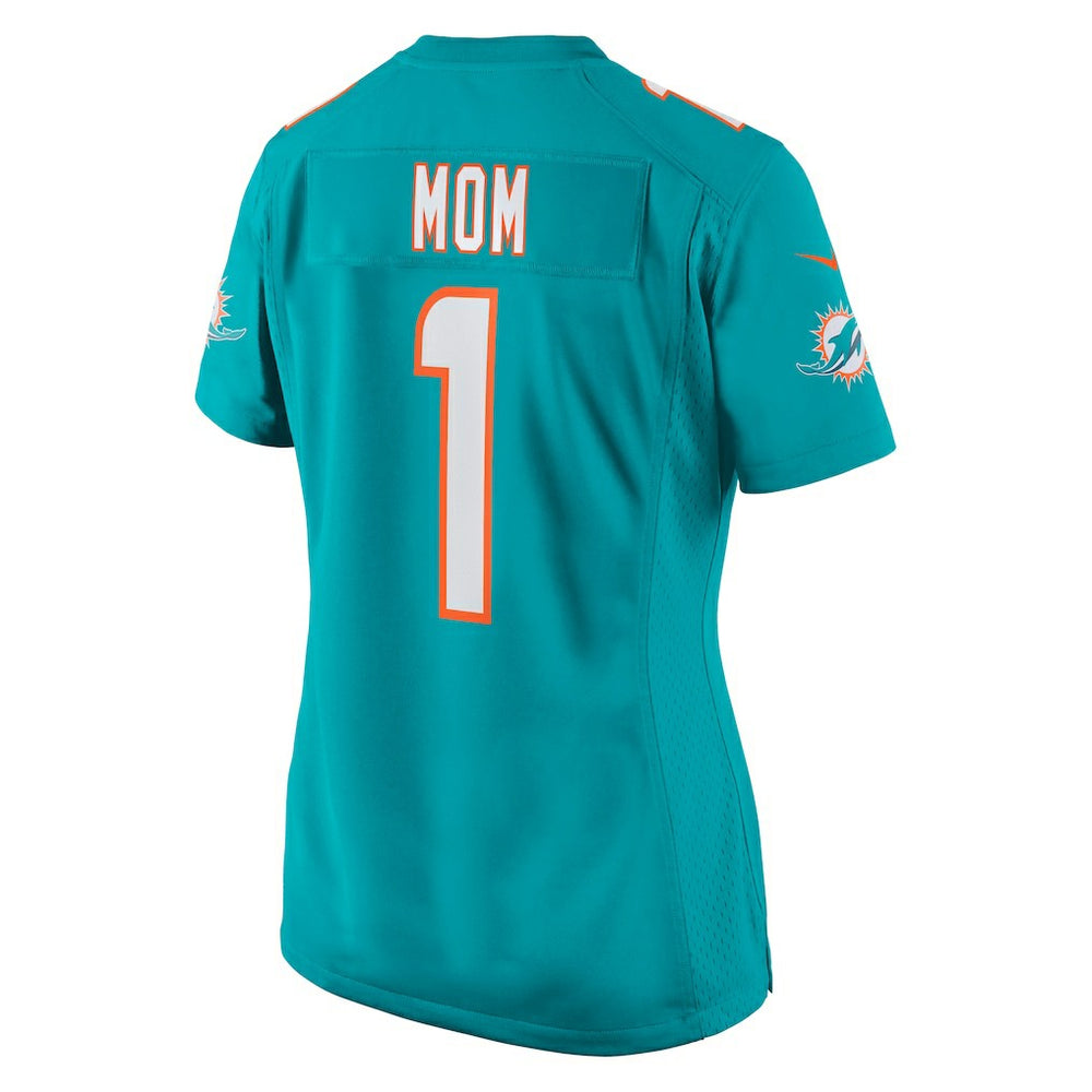 Number 1 Mom Miami Dolphins Women's Game Jersey - Aqua - Nike