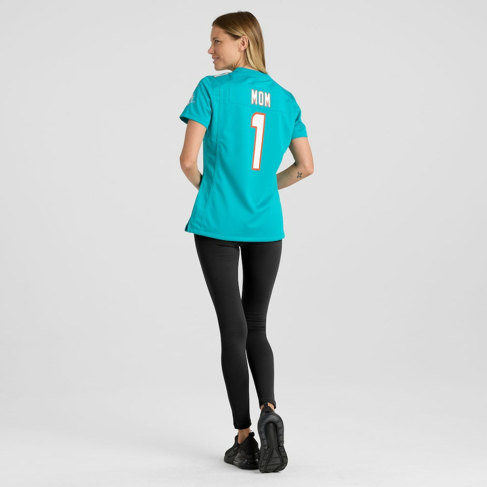 Number 1 Mom Miami Dolphins Women's Game Jersey - Aqua - Nike
