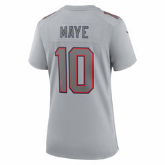 Drake Maye New England Patriots Women's Super Bowl LX Patch Atmosphere Fashion Game Jersey - Silver - Nike