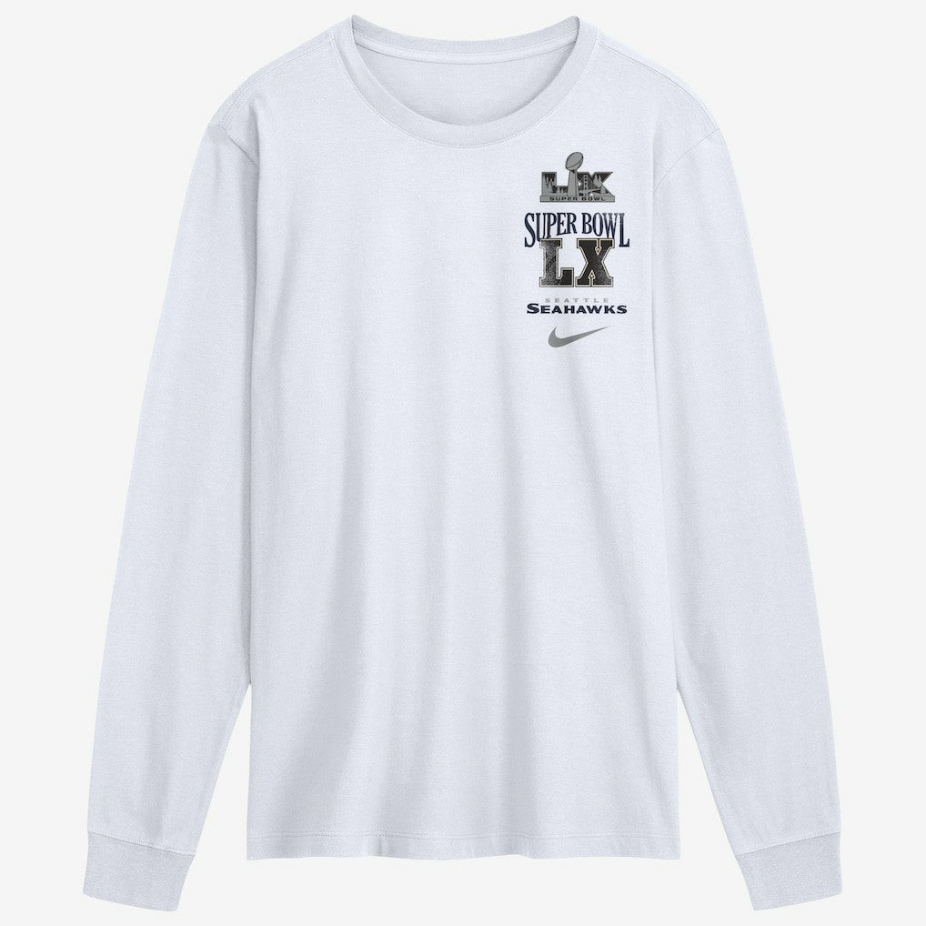 Seattle Seahawks Super Bowl LX Champions Long Ball Long Sleeve T-Shirt - White - Nike