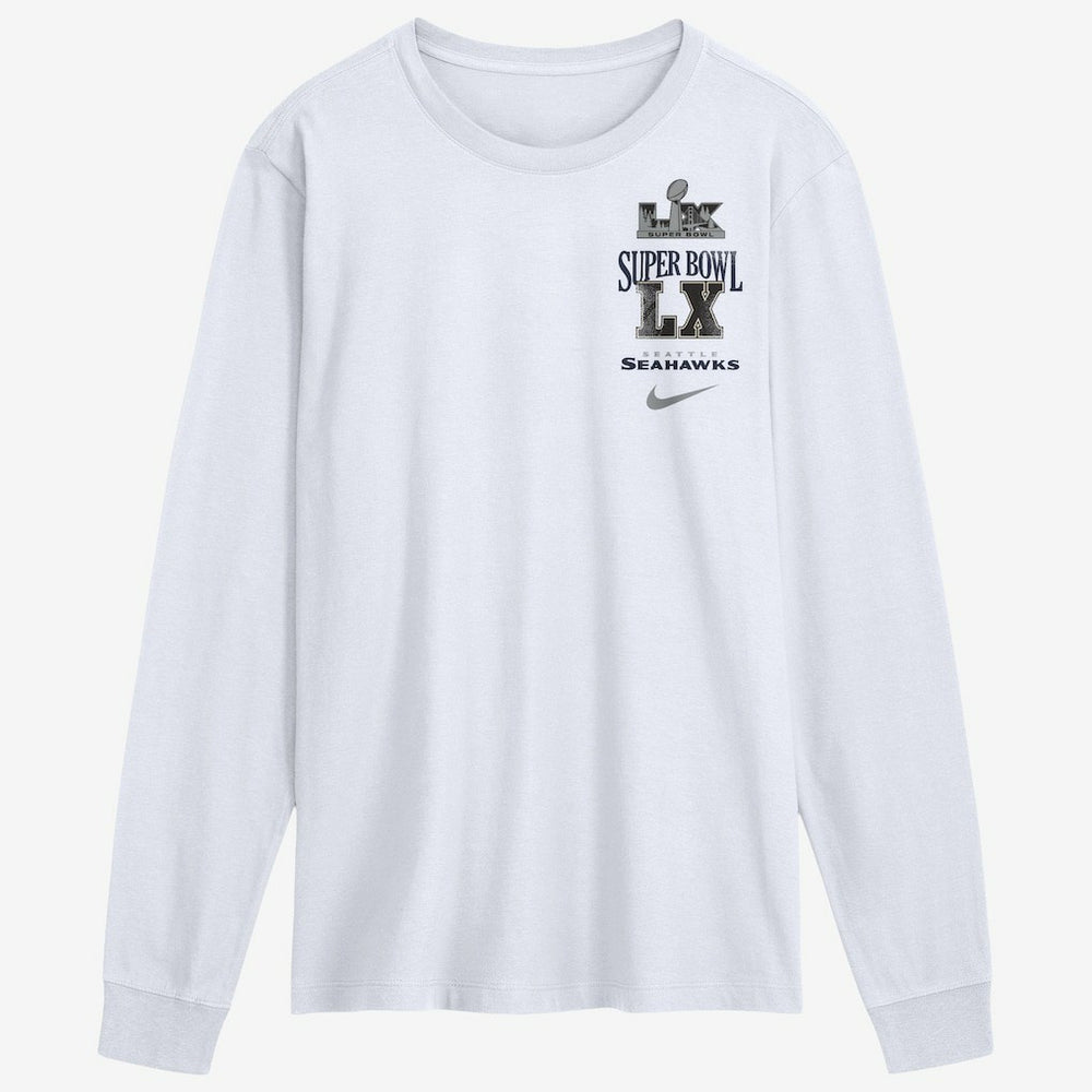Seattle Seahawks Super Bowl LX Champions Long Ball Long Sleeve T-Shirt - White - Nike