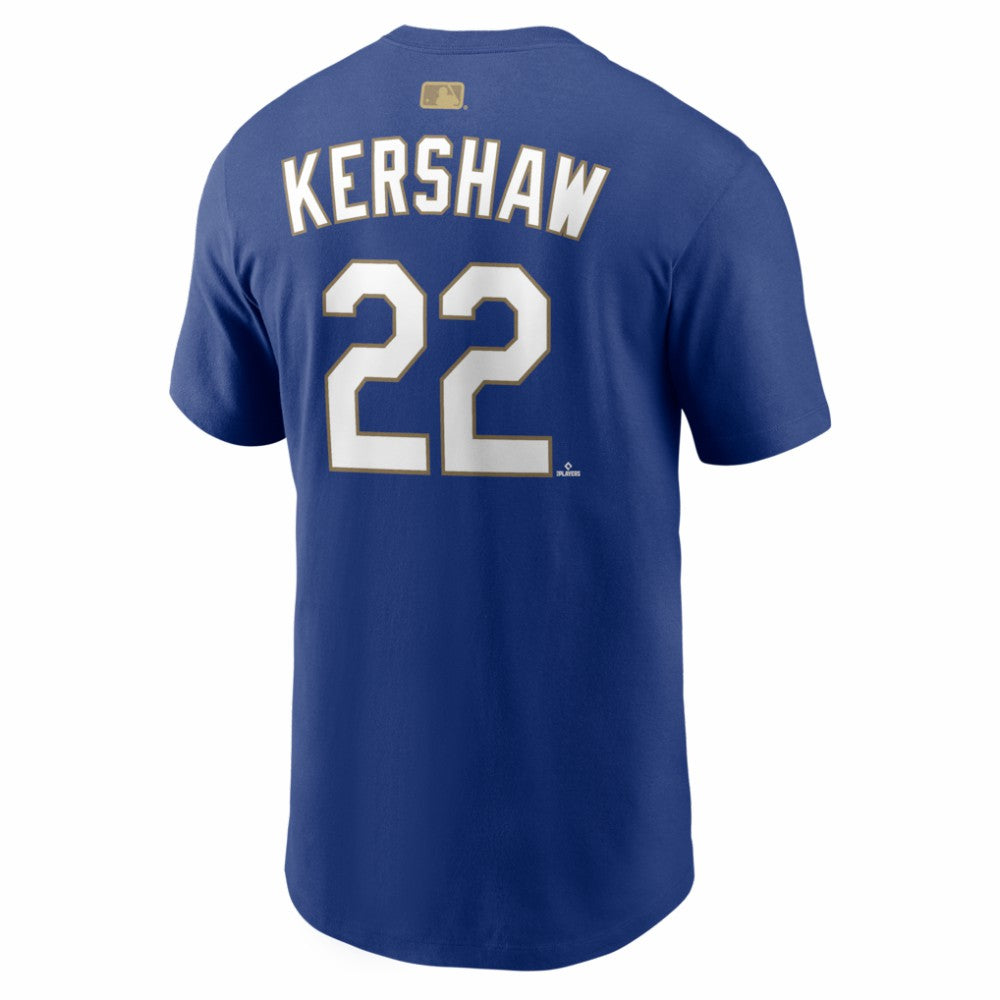 Clayton Kershaw Los Angeles Dodgers Nike 2026 Gold Collection Name & Number T-Shirt Outlet