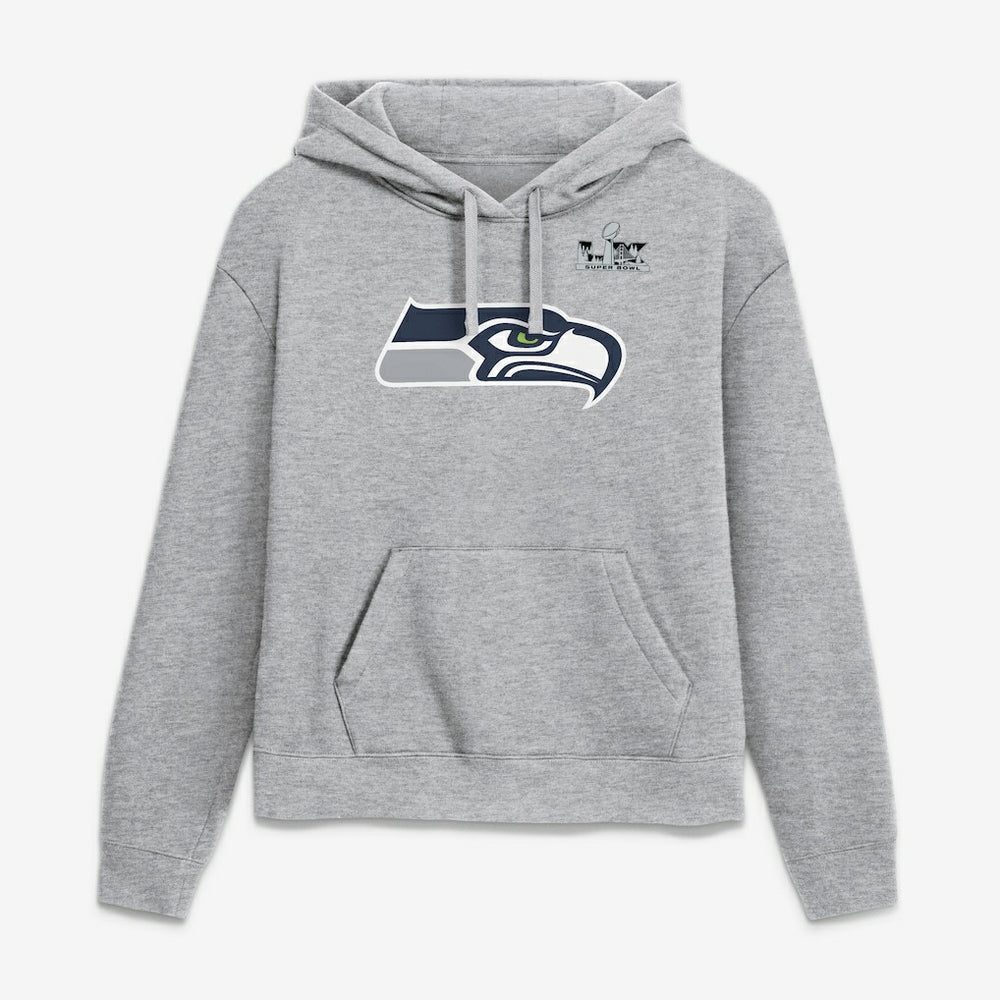 Jaxon Smith-Njigba Seattle Seahawks Women's Super Bowl LX Champions Patch Name & Number Hoodie - Heather Gray - Nike