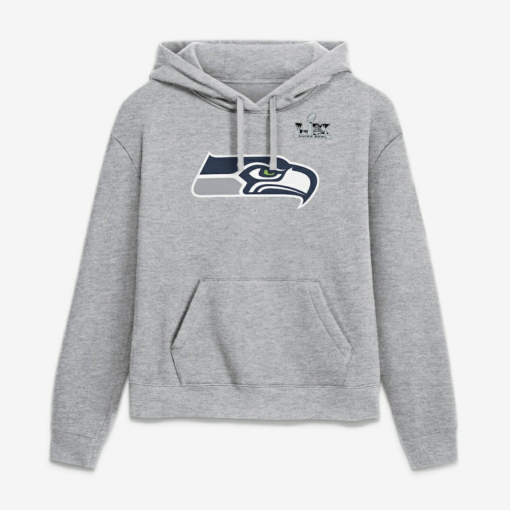Jaxon Smith-Njigba Seattle Seahawks Women's Super Bowl LX Champions Patch Name & Number Hoodie - Heather Gray - Nike