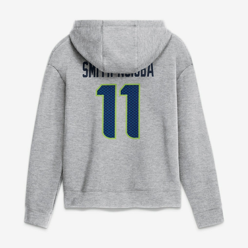 Jaxon Smith-Njigba Seattle Seahawks Women's Super Bowl LX Champions Patch Name & Number Hoodie - Heather Gray - Nike