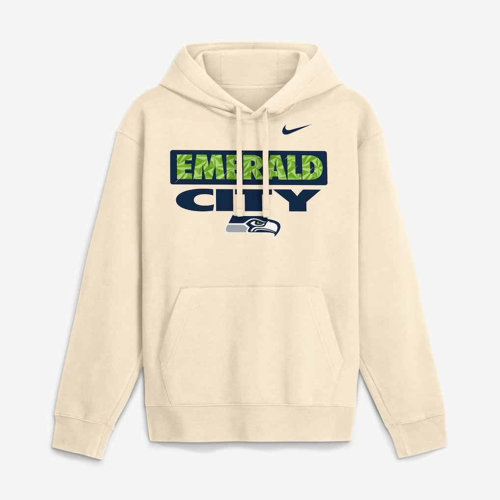 Seattle Seahawks Emerald City Club Fleece Hoodie - Natural - Nike