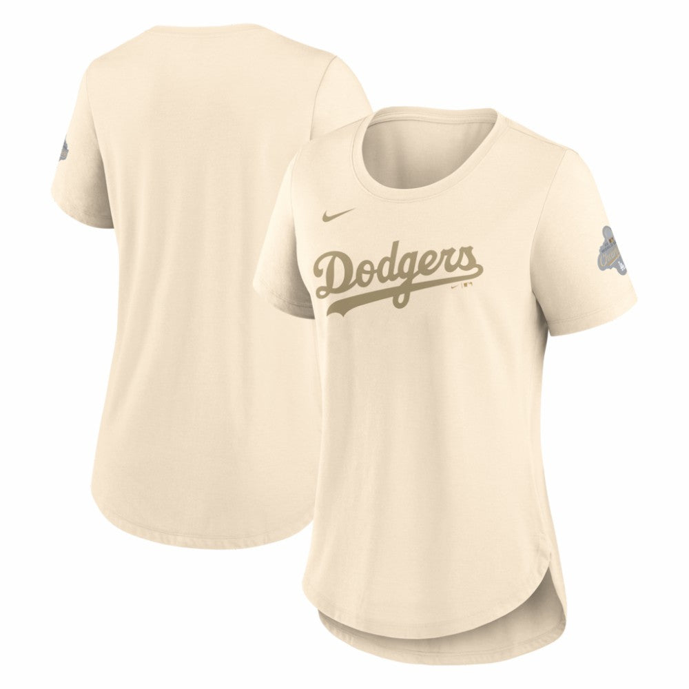 Los Angeles Dodgers Nike Women's 2026 Gold Collection Tri-Blend Wordmark T-Shirt for sale