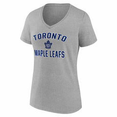 Toronto Maple Leafs Logo Athletic Women's Arch Victory V-Neck T-Shirt - Heather Gray | NHL discount