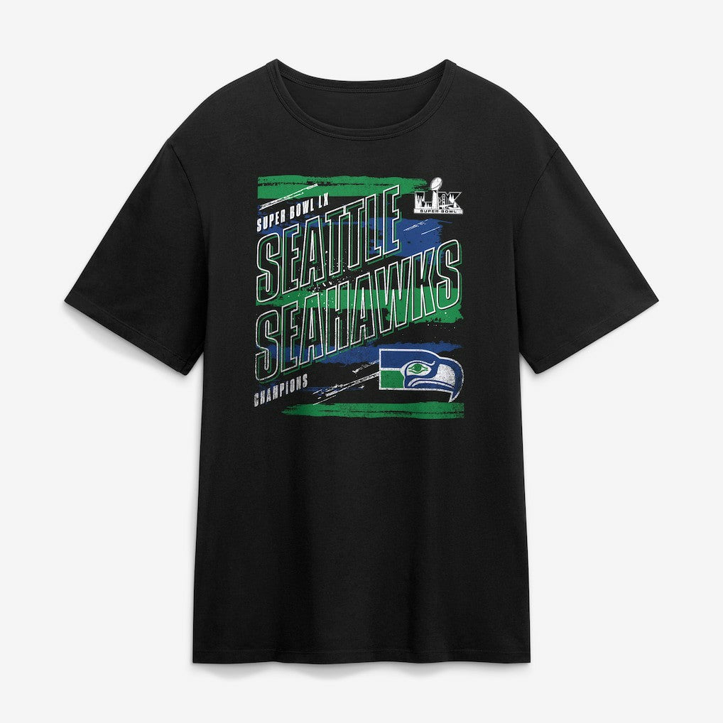 Seattle Seahawks Super Bowl LX Champions Classic Stripes Legacy T-Shirt - Black - Fanatics