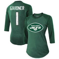 Ahmad Sauce Gardner New York Jets Majestic Threads Women's Player Name & Number Tri-Blend 3/4-Sleeve Fitted T-Shirt - Green - NFL