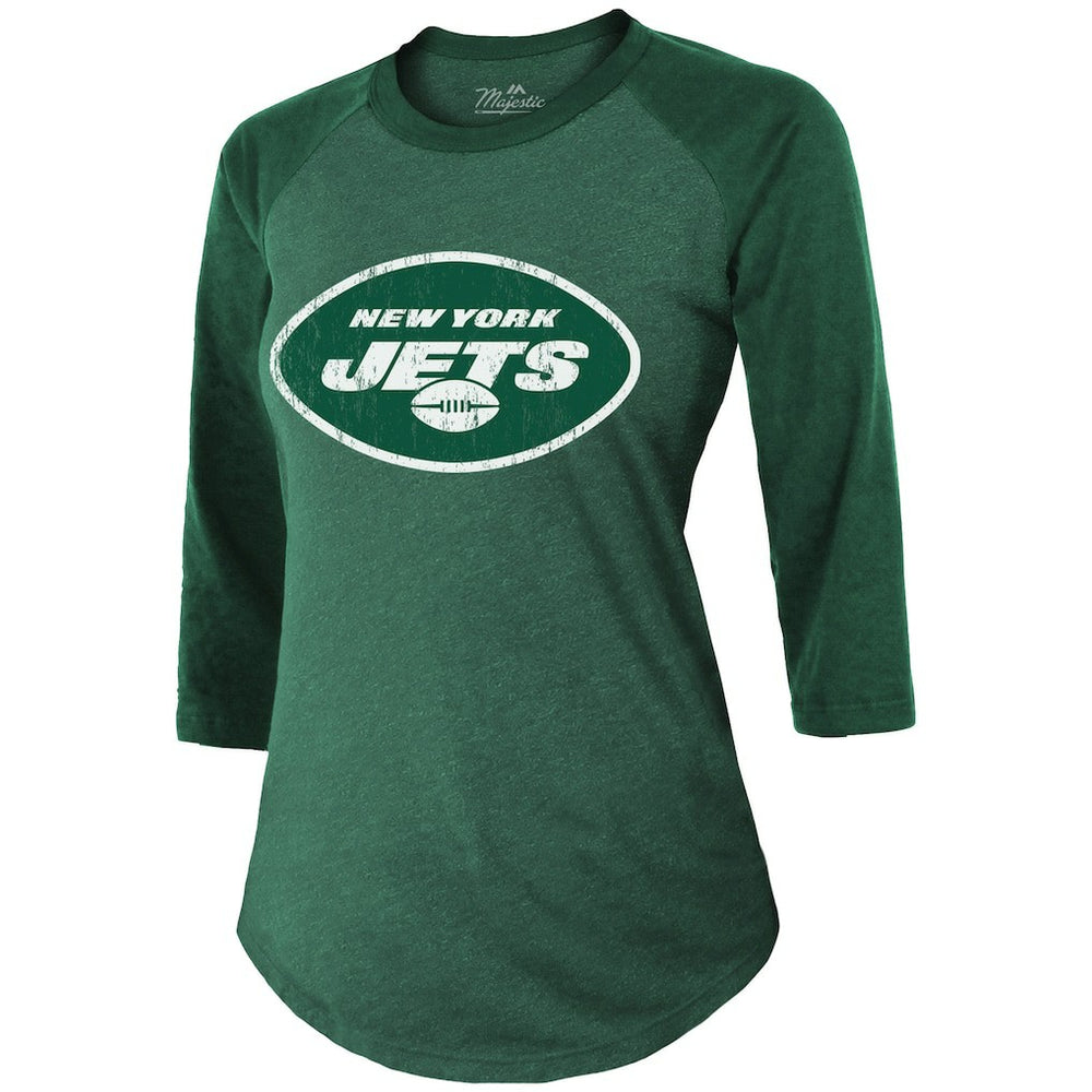 Ahmad Sauce Gardner New York Jets Majestic Threads Women's Player Name & Number Tri-Blend 3/4-Sleeve Fitted T-Shirt - Green - NFL