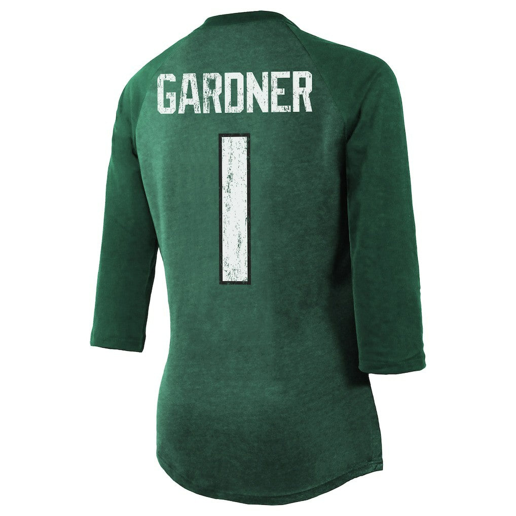 Ahmad Sauce Gardner New York Jets Majestic Threads Women's Player Name & Number Tri-Blend 3/4-Sleeve Fitted T-Shirt - Green - NFL
