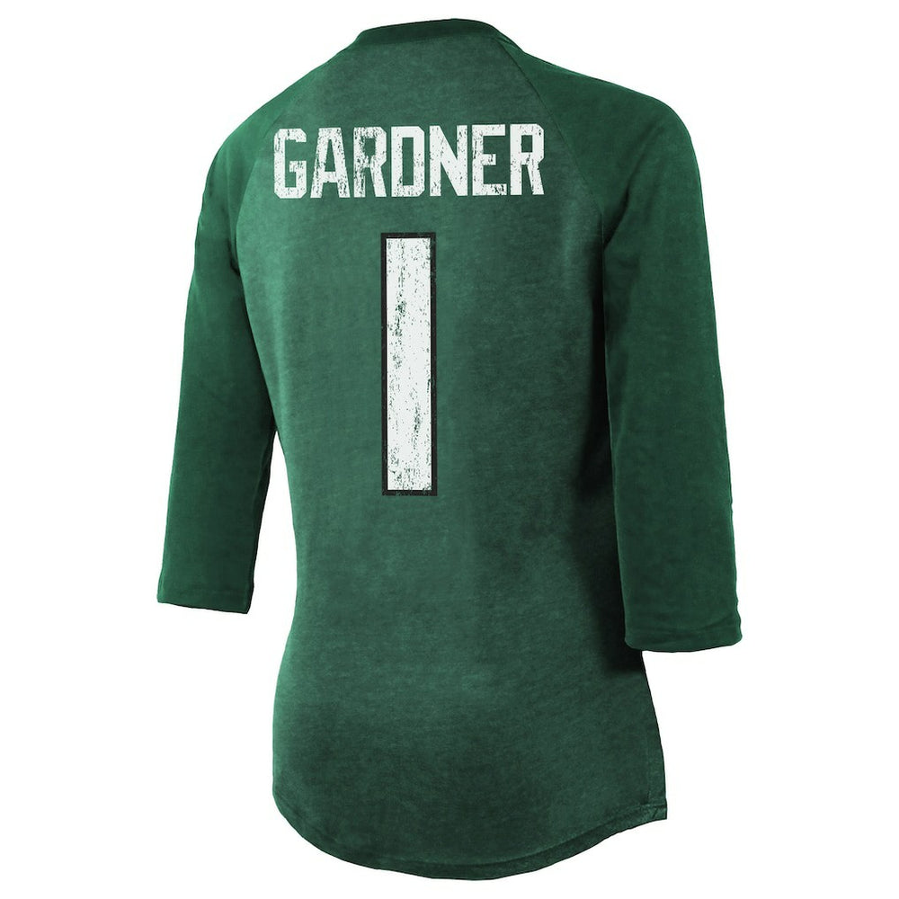 Ahmad Sauce Gardner New York Jets Majestic Threads Women's Player Name & Number Tri-Blend 3/4-Sleeve Fitted T-Shirt - Green - NFL