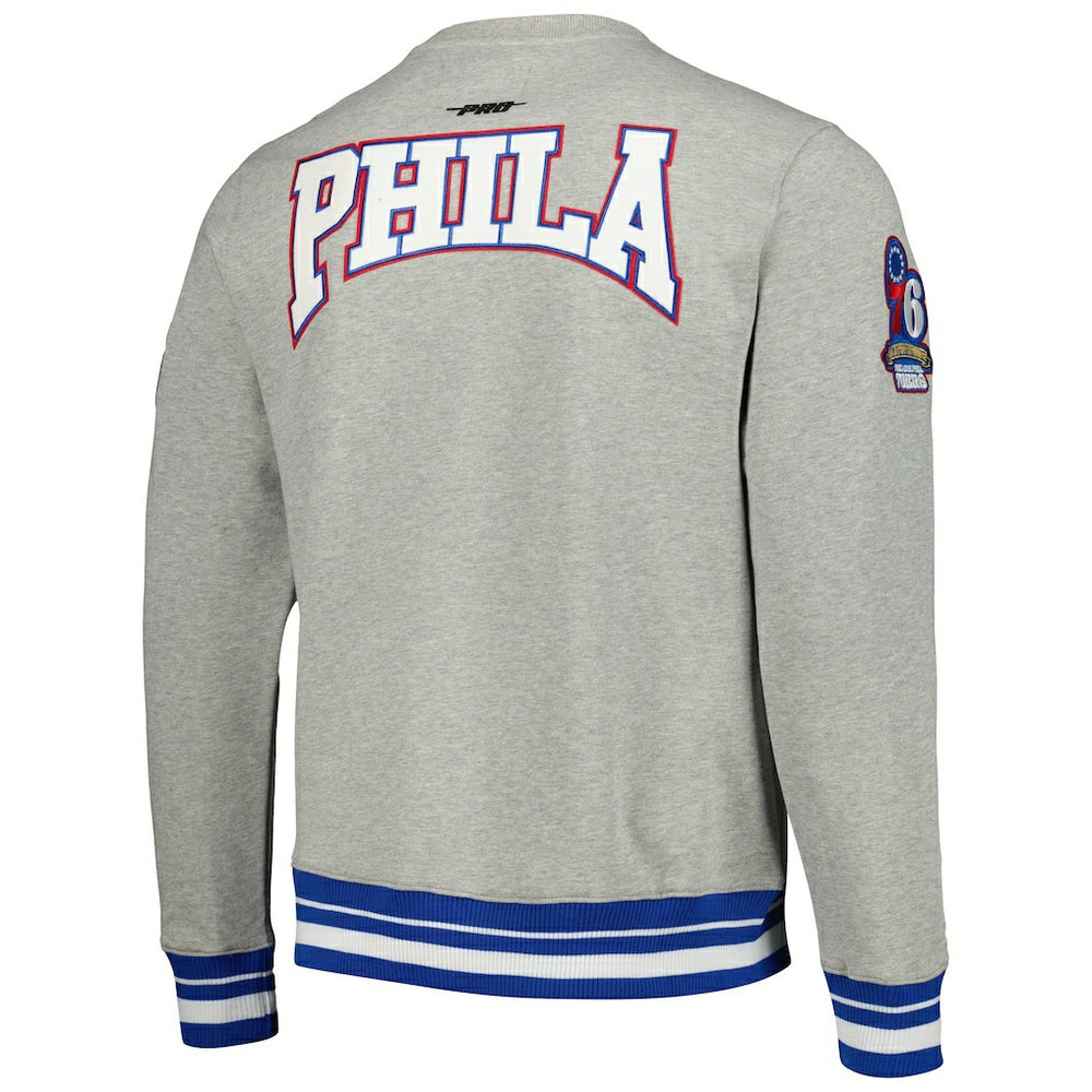 Philadelphia 76ers Pro Standard Crest Emblem Pullover Sweatshirt Heather Gray