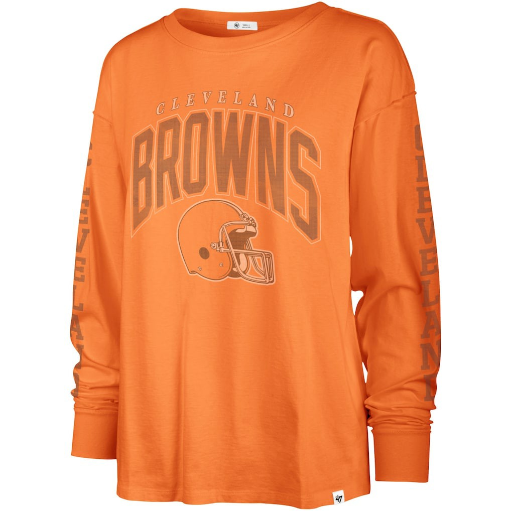 Cleveland Browns '47 Women's Tom Cat Lightweight Long Sleeve T-Shirt - Orange - 47 brand