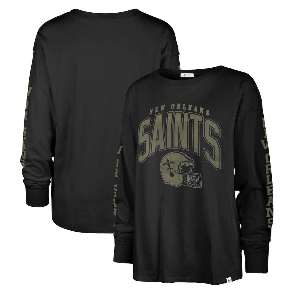 New Orleans Saints '47 Women's Tom Cat Lightweight Long Sleeve T-Shirt - Black - 47 brand