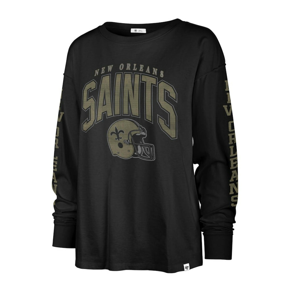 New Orleans Saints '47 Women's Tom Cat Lightweight Long Sleeve T-Shirt - Black - 47 brand